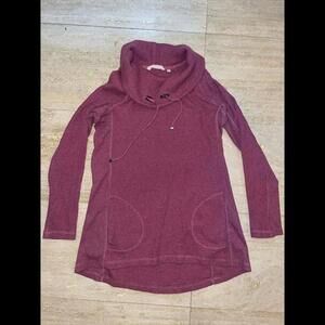 Soft Surroundings Maroon Cowl Neck Waffle Knit Sweater‎ Top Women's Size M